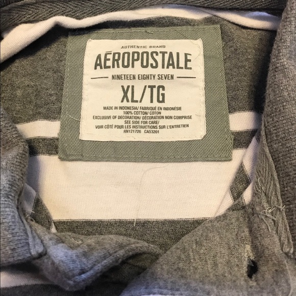Gray and white stripped Aeropostale polo Sz. XL - Picture 4 of 4